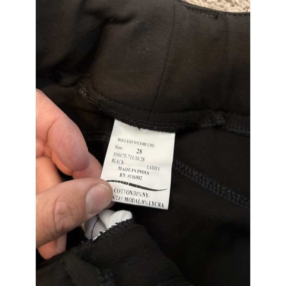 NWT Let's Ride Equestrian Ribb Knee Patch Black Riding 28 Pants - Picture 4 of 7